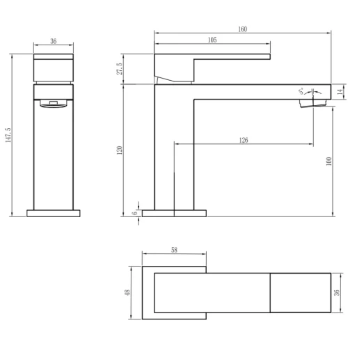 Купить купить смеситель для раковины, boheme qubic, оружейная сталь арт. 471-sgm