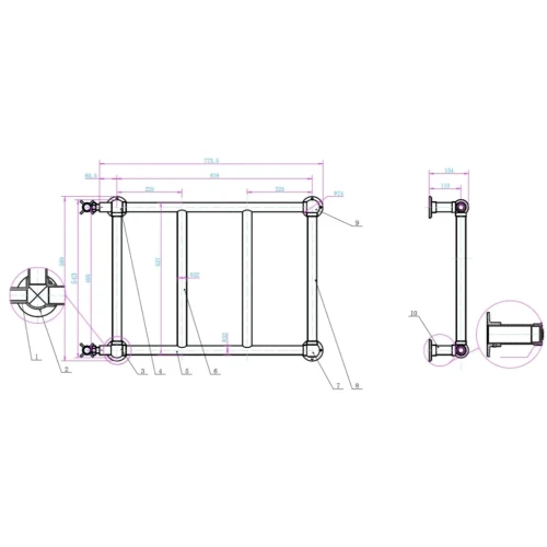 Купить купить полотенцесушитель водяной 750x500mm palazzo, бронза, boheme palazzo арт. 711