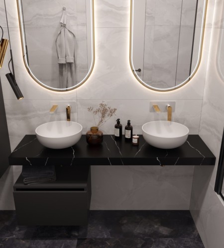 Купить купить столешница под раковину, armadi art flat, черный мрамор арт. 869-160-nm