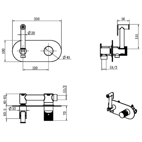 Купить купить смеситель гигиенический gun metal c ручкой diamond, boheme stick, арт. 127-gm