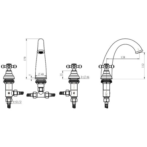 Купить купить смеситель для раковины, boheme royal cristal, хром арт. 277-royal