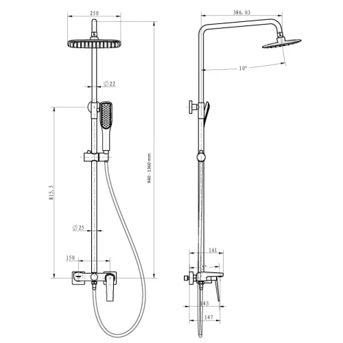 Купить купить душевая система, boheme venturo, оружейная сталь арт. 378-sgm