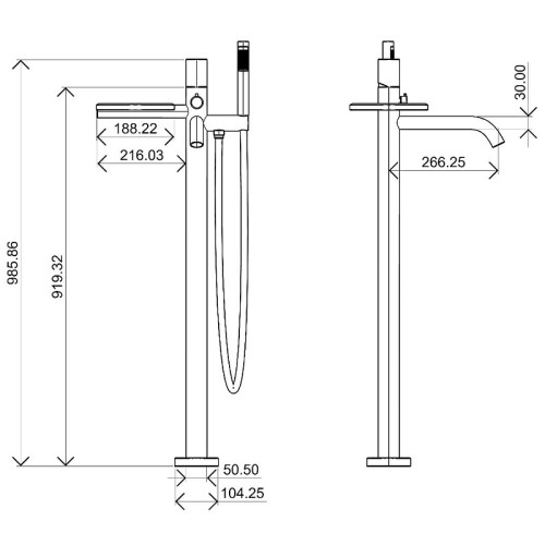 Купить купить смеситель для ванны, boheme stick, оружейная сталь арт. 129-gm.2
