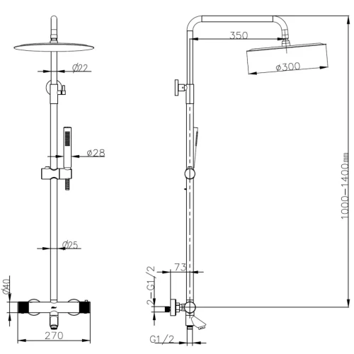 Купить купить душевая система с термостатом, boheme uno, оружейная сталь арт. 468-t-gm