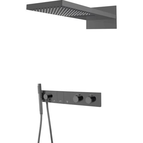 Купить купить душевая система с термостатом, boheme zodiac, оружейная сталь арт. 133-sgm