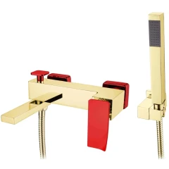 Смеситель для ванны, Boheme Q, золото, красный арт. 143-GR.2