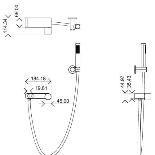 Купить купить смеситель для ванны, boheme stick, черный арт. 123-bb.2