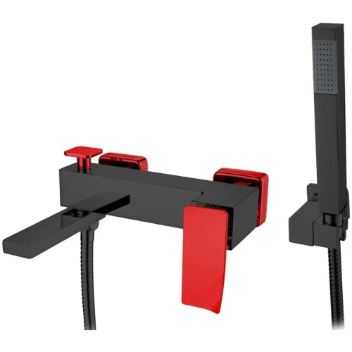 Купить купить смеситель для ванны, boheme q, черный, красный арт. 143-br.2