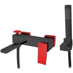 Смеситель для ванны, Boheme Q, черный, красный арт. 143-BR.2