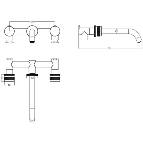 Купить купить смеситель из стены на 3 отв, boheme prestige, 152-2-mg-pr цвет: золото