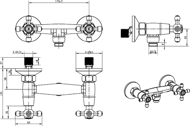 Купить купить смеситель для душа, boheme royal cristal, бронза арт. 314-royal