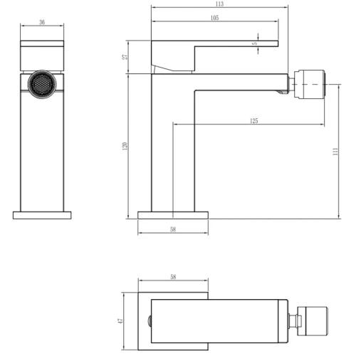 Купить купить смеситель для биде, boheme qubic, оружейная сталь арт. 476-sgm