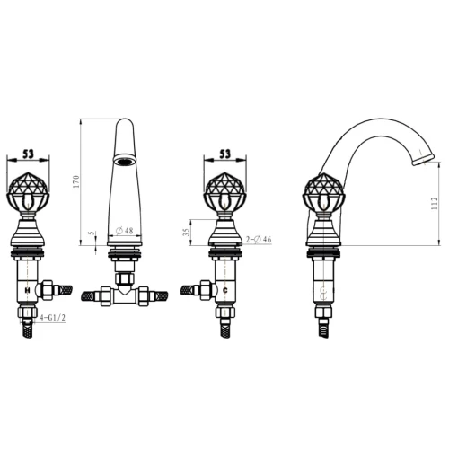 Купить купить смеситель для раковины, boheme brillante, хром арт. 357