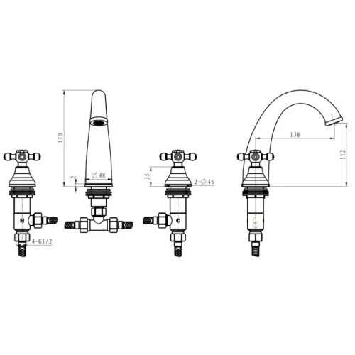 Купить купить смеситель для раковины, boheme satine, бронза арт. 317-st