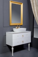 Тумба под раковину, подвесная, Armadi Art Vallessi, белый, золото арт. 841-100-WG