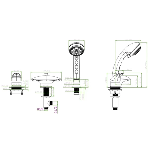 Купить купить смеситель на борт ванны, boheme niagara, 398 цвет: золото