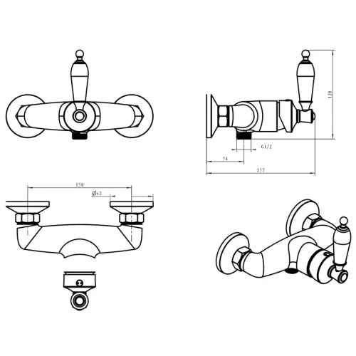 Купить купить смеситель для душа, boheme vogue, золото арт. 214