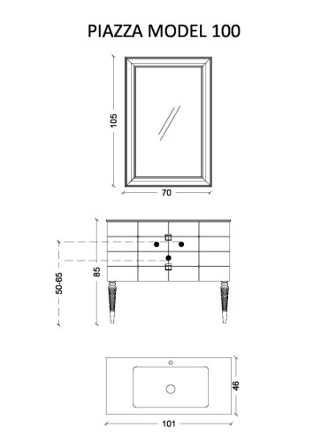 Купить купить тумба под раковину avantgarde piazza подвесная, armadi art vallessi, черный, хром арт. 841-100-bcr