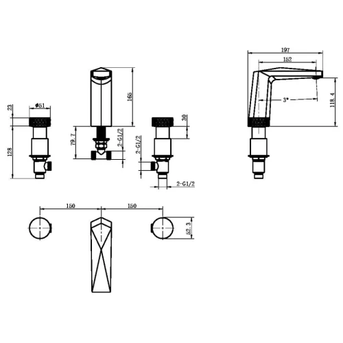 Купить купить смеситель для раковины, boheme venturo, черный арт. 150-b-diamond