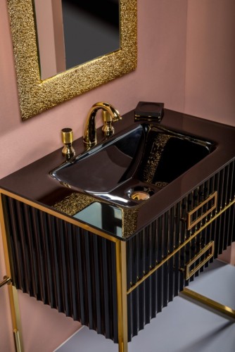 Купить купить тумба под раковину, armadi art monaco, черная, золото арт. 866-080-bg