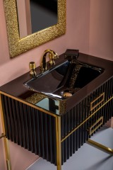 Тумба под раковину, Armadi Art Monaco, черная, золото арт. 866-080-BG