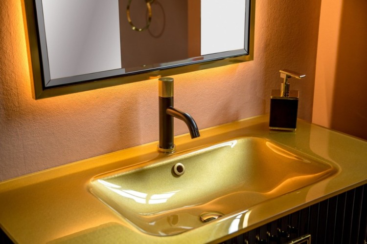 Купить купить тумба под раковину, armadi art monaco, черная, золото арт. 866-080-bg