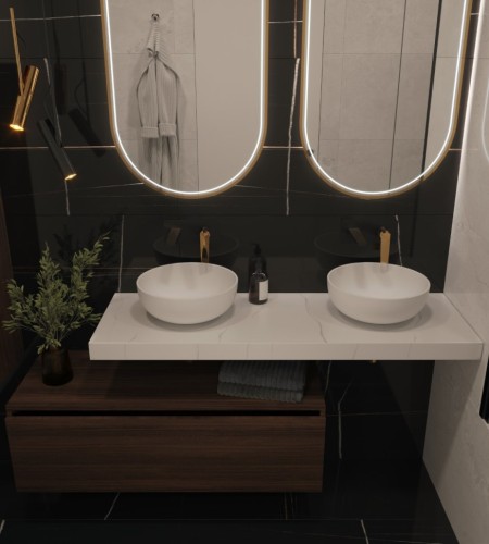 Купить купить столешница под раковину, armadi art flat, белый мрамор арт. 869-140-clct