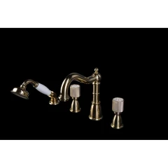 Смеситель на борт ванны, Boheme Royal Cristal, золото арт. 395-Royal/CRST