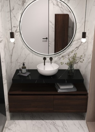 Купить купить столешница под раковину, armadi art flat, черный мрамор арт. 869-120-nm