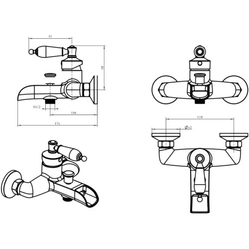 Купить купить смеситель для ванны, boheme vogue, бронза арт. 203