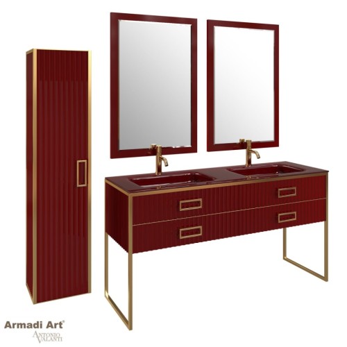 Купить купить шкаф пенал, подвесной, armadi art monaco, бордо, золото арт. 868-rg