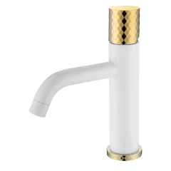 Смеситель для раковины, Boheme Stick, белый, золото арт. 121-WG
