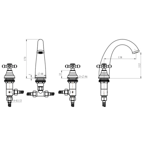 Купить купить смеситель для раковины, boheme royal cristal, бронза арт. 317-royal/crst