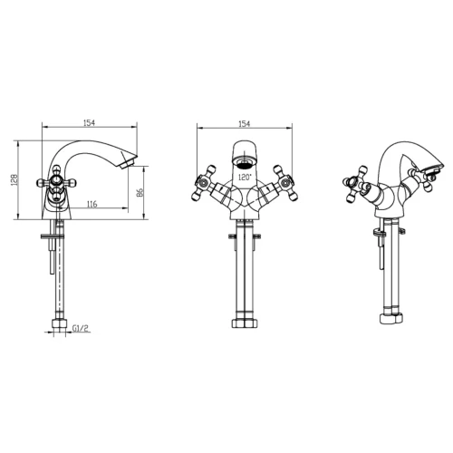 Купить купить смеситель для раковины, boheme royal cristal, хром арт. 271-royal/crst
