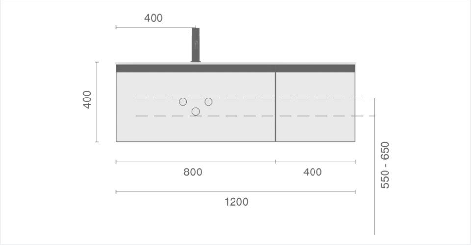Купить купить тумба под раковину, подвесная, armadi art quatro, дуб антрацит арт. 790-m2-120-oa-a