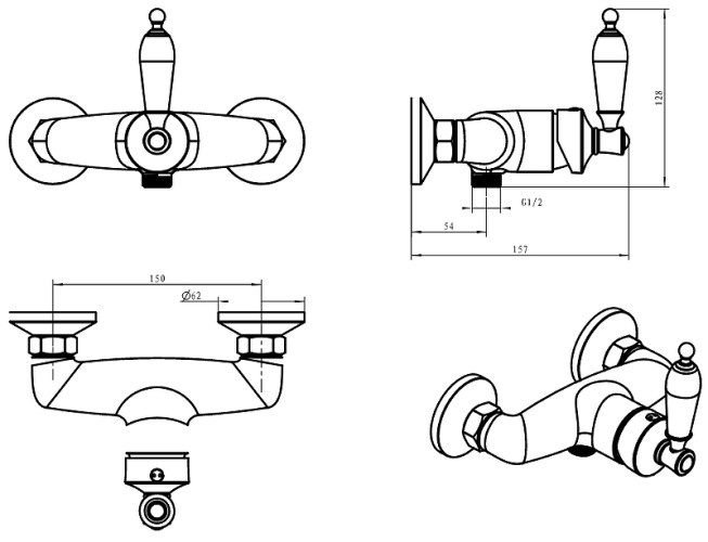 Купить купить смеситель для душа, boheme vogue, золото арт. 214-mr-v