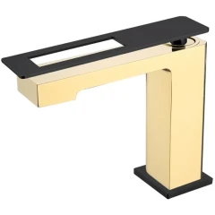 Смеситель для раковины, Boheme Q, золото, черный арт. 141-GB