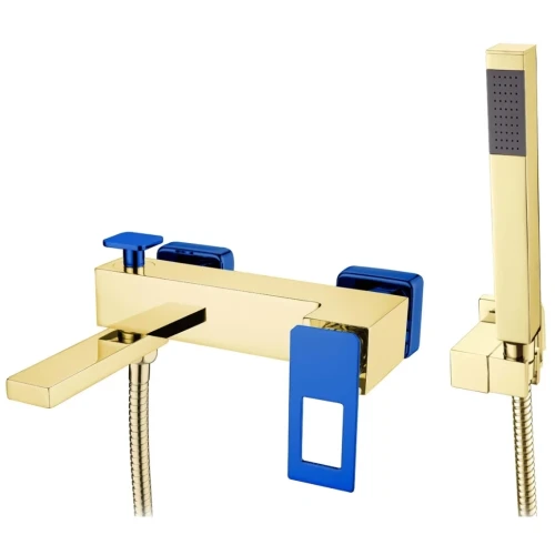 Купить купить смеситель для ванны, boheme q, золото, синий арт. 143-guv