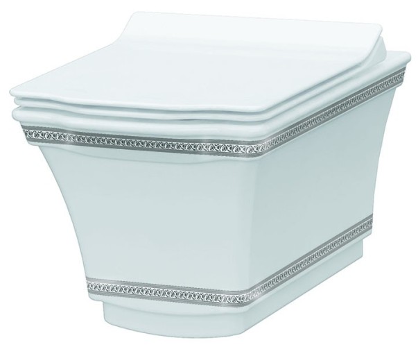 Купить купить унитаз подвесной с узором без сиденья, boheme hermitage, белый арт. 951-cr