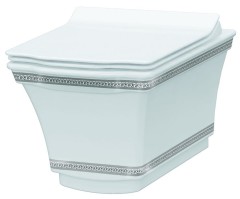 Унитаз подвесной с узором без сиденья, Boheme Hermitage, белый арт. 951-CR