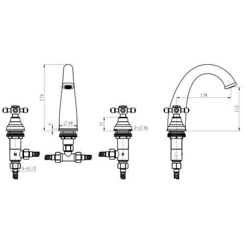 Купить купить смеситель для раковины, boheme camelia, бронза арт. 317-camelia
