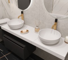 Столешница под раковину, Armadi Art Flat, белый мрамор арт. 869-160-CLCT