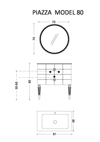 Купить купить тумба под раковину avangarde piazza подвесная, armadi art vallessi, черный, золото арт. 841-080-bg