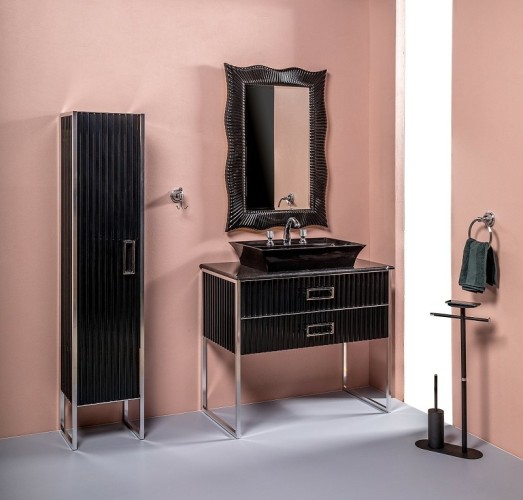 Купить купить шкаф пенал l, armadi art monaco, черный, хром арт. 868-bcr-l