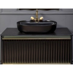 Тумба под раковину Avangarde подвесная, Armadi Art Vallessi, черный, золото арт. 843-080-BG