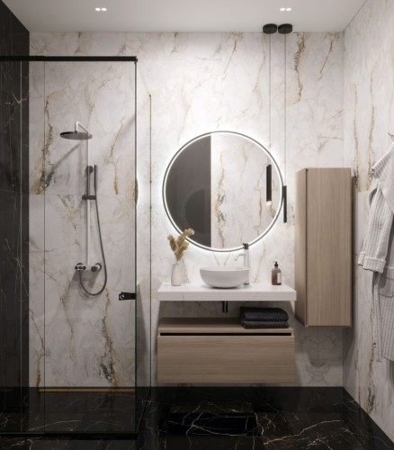 Купить купить столешница под раковину, armadi art flat, белый мрамор арт. 869-100-clct