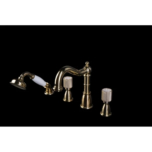 Купить купить смеситель на борт ванны, boheme royal cristal, золото арт. 395-royal/crst black