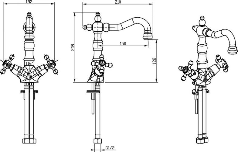 Купить купить смеситель для раковины, boheme medici, бронза арт. 312-sw