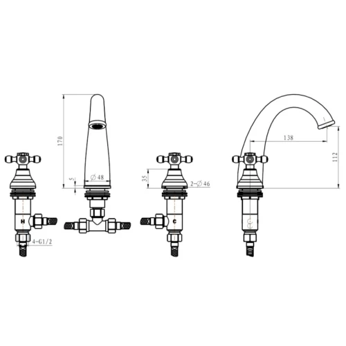 Купить купить смеситель для раковины, boheme royal cristal, золото арт. 297-royal/crst