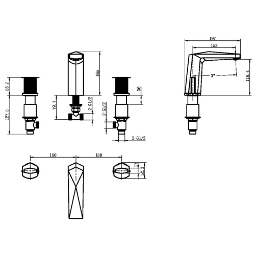 Купить купить смеситель для раковины, boheme venturo, оружейная сталь арт. 150-gm-touch